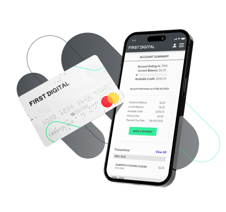 First Digital Credit Card and Cellphone with Account Summary Screen
